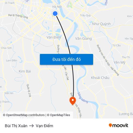 Bùi Thị Xuân to Vạn Điểm map