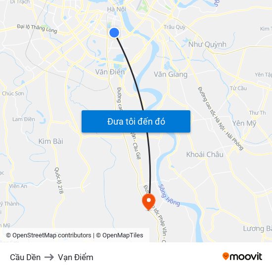 Cầu Dền to Vạn Điểm map