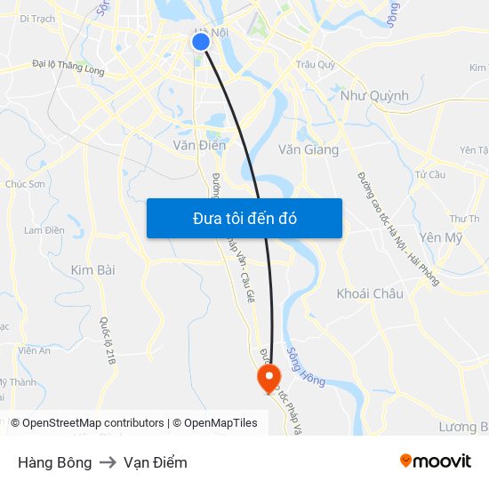 Hàng Bông to Vạn Điểm map