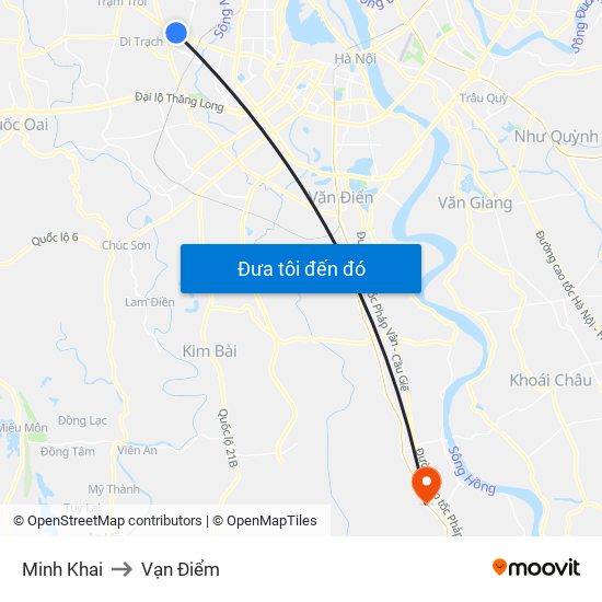 Minh Khai to Vạn Điểm map