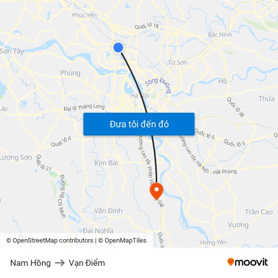 Nam Hồng to Vạn Điểm map