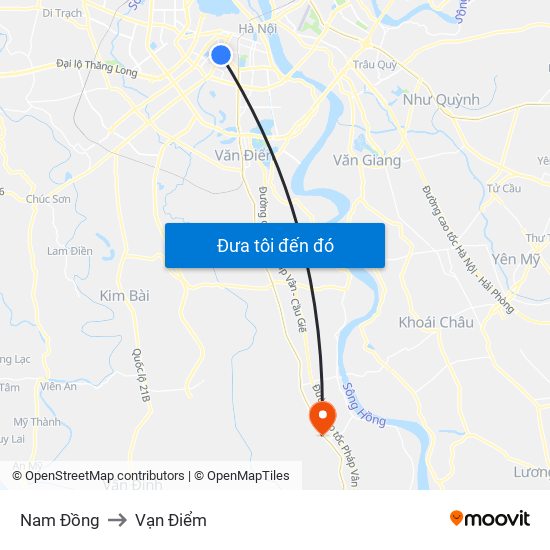 Nam Đồng to Vạn Điểm map