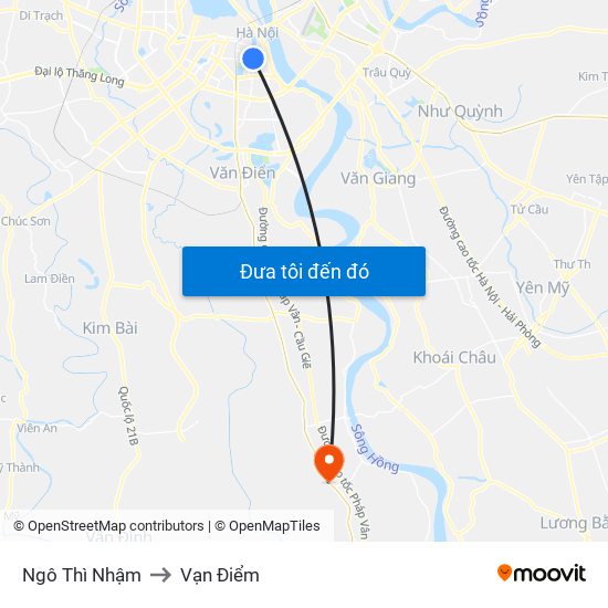 Ngô Thì Nhậm to Vạn Điểm map