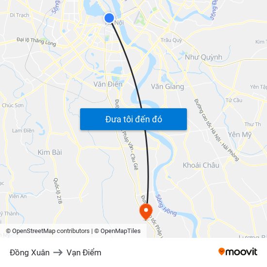 Đồng Xuân to Vạn Điểm map