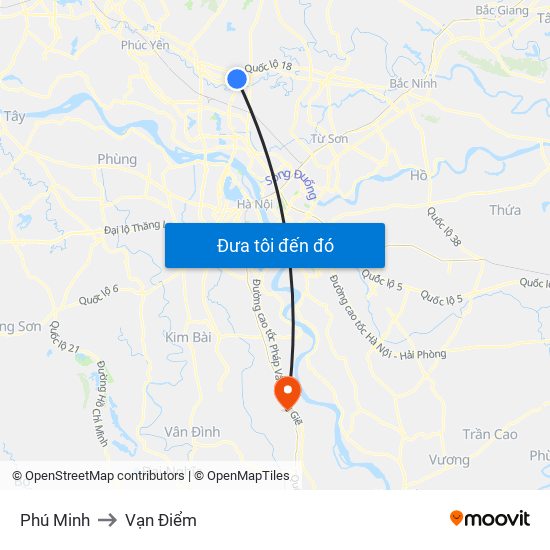 Phú Minh to Vạn Điểm map