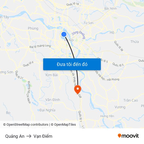 Quảng An to Vạn Điểm map