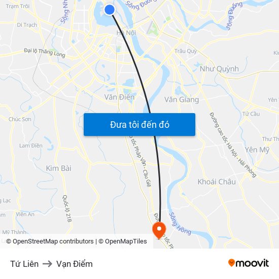 Tứ Liên to Vạn Điểm map