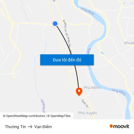 Thường Tín to Vạn Điểm map