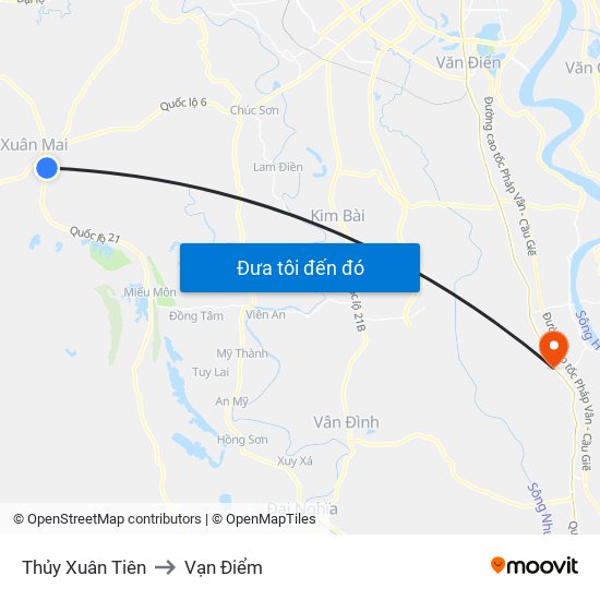 Thủy Xuân Tiên to Vạn Điểm map