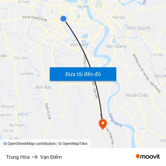 Trung Hòa to Vạn Điểm map