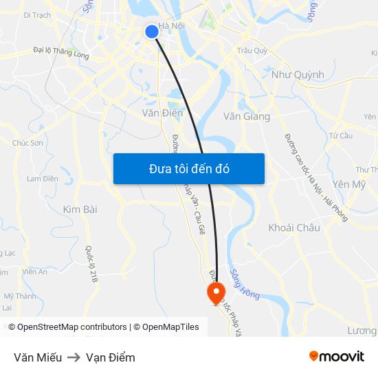 Văn Miếu to Vạn Điểm map