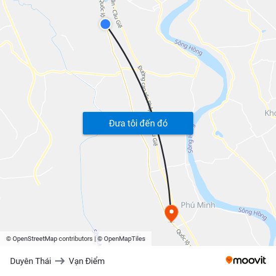 Duyên Thái to Vạn Điểm map