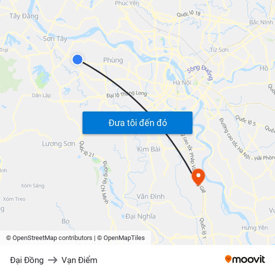 Đại Đồng to Vạn Điểm map