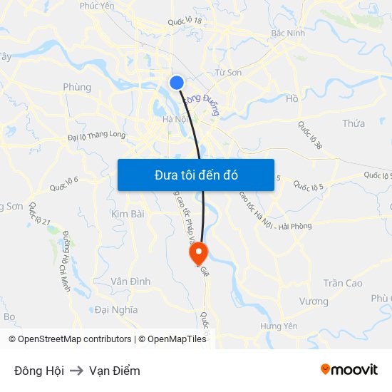 Đông Hội to Vạn Điểm map