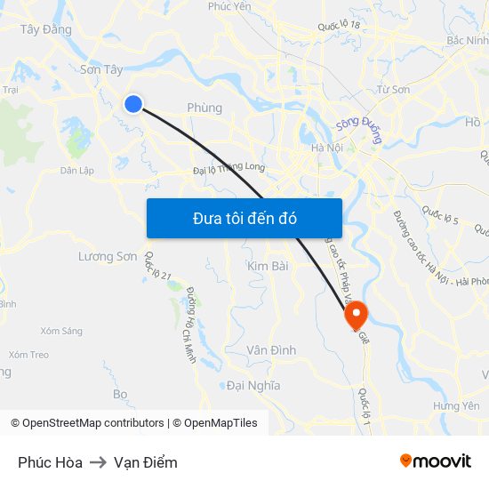 Phúc Hòa to Vạn Điểm map