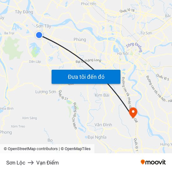 Sơn Lộc to Vạn Điểm map