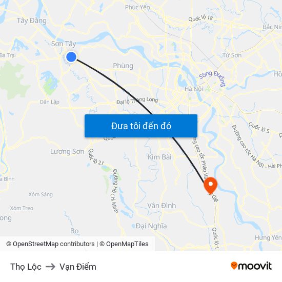 Thọ Lộc to Vạn Điểm map