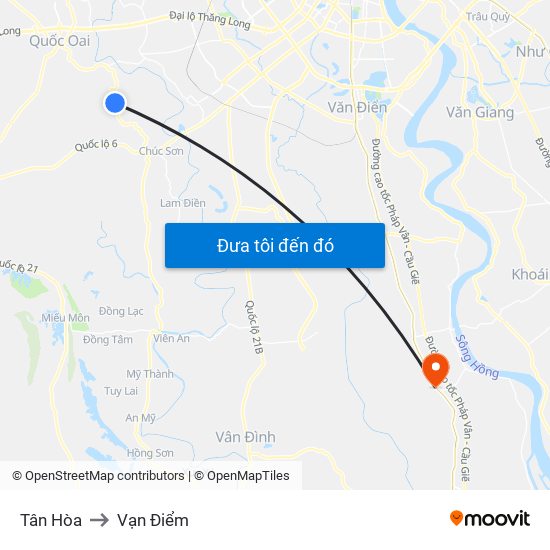 Tân Hòa to Vạn Điểm map