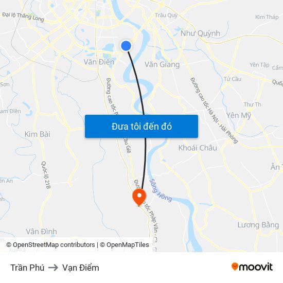 Trần Phú to Vạn Điểm map