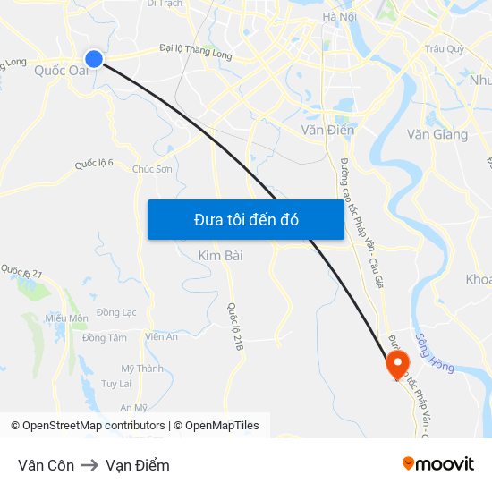 Vân Côn to Vạn Điểm map