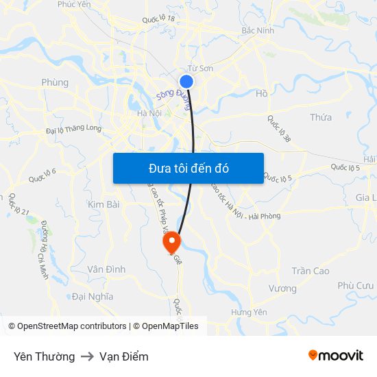 Yên Thường to Vạn Điểm map