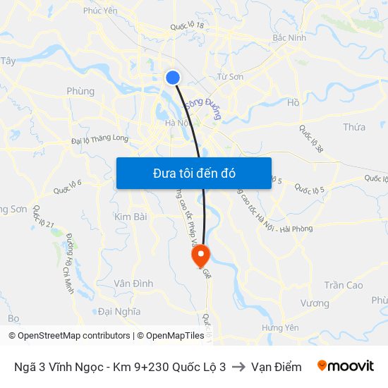 Ngã 3 Vĩnh Ngọc - Km 9+230 Quốc Lộ 3 to Vạn Điểm map