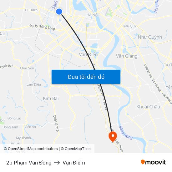 2b Phạm Văn Đồng to Vạn Điểm map