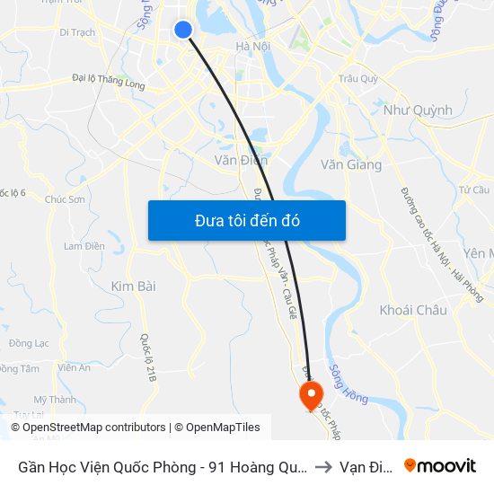 Gần Học Viện Quốc Phòng - 91 Hoàng Quốc Việt to Vạn Điểm map