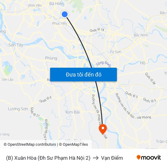 (B) Xuân Hòa (Đh Sư Phạm Hà Nội 2) to Vạn Điểm map