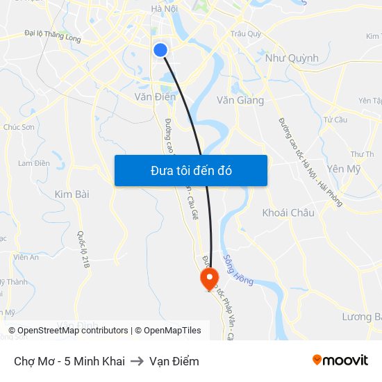 Chợ Mơ - 5 Minh Khai to Vạn Điểm map