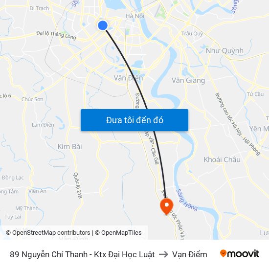 89 Nguyễn Chí Thanh - Ktx Đại Học Luật to Vạn Điểm map