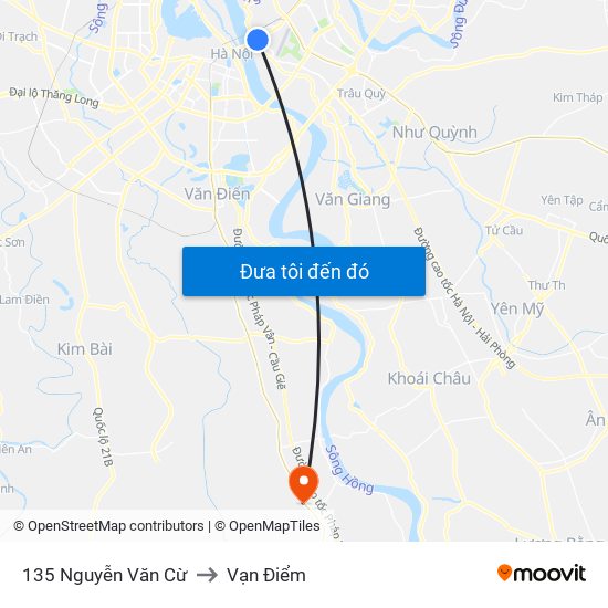 135 Nguyễn Văn Cừ to Vạn Điểm map