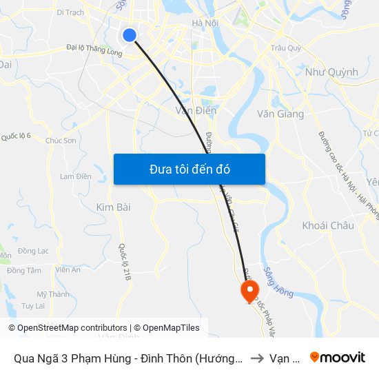 Qua Ngã 3 Phạm Hùng - Đình Thôn (Hướng Đi Phạm Văn Đồng) to Vạn Điểm map