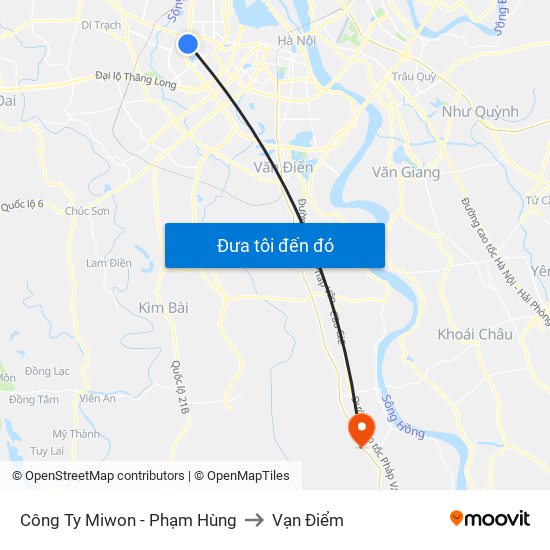 Công Ty Miwon - Phạm Hùng to Vạn Điểm map