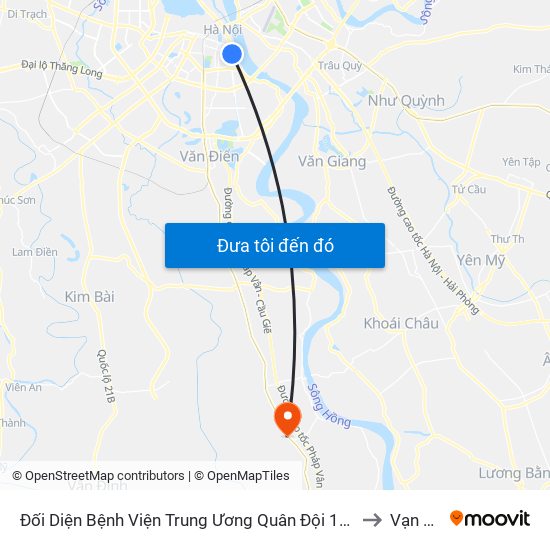 Đối Diện Bệnh Viện Trung Ương Quân Đội 108 - Trần Hưng Đạo to Vạn Điểm map