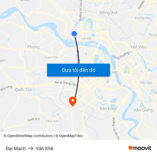 Đại Mạch to Văn Khê map