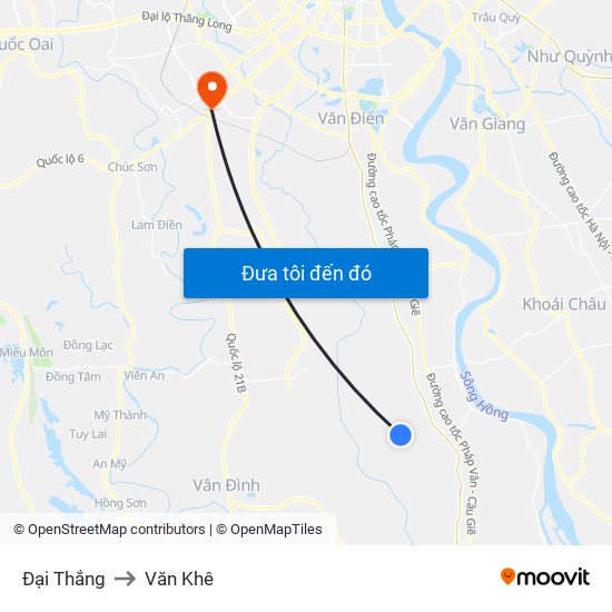 Đại Thắng to Văn Khê map