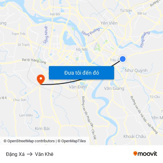 Đặng Xá to Văn Khê map