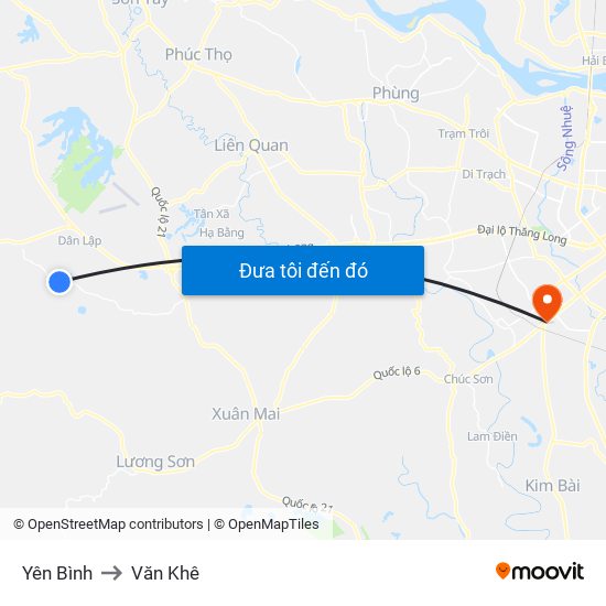 Yên Bình to Văn Khê map