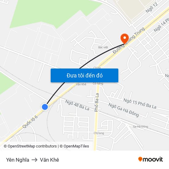 Yên Nghĩa to Văn Khê map