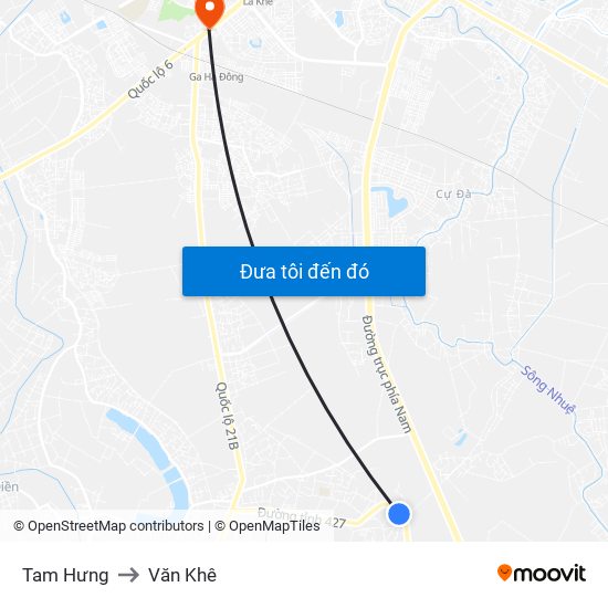Tam Hưng to Văn Khê map