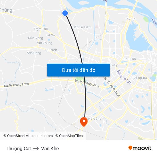 Thượng Cát to Văn Khê map