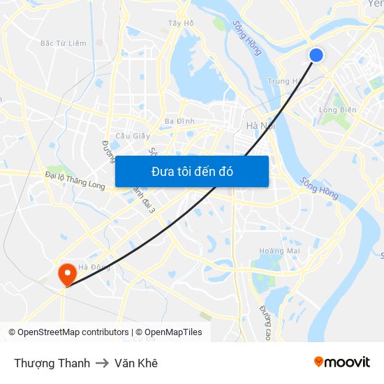Thượng Thanh to Văn Khê map
