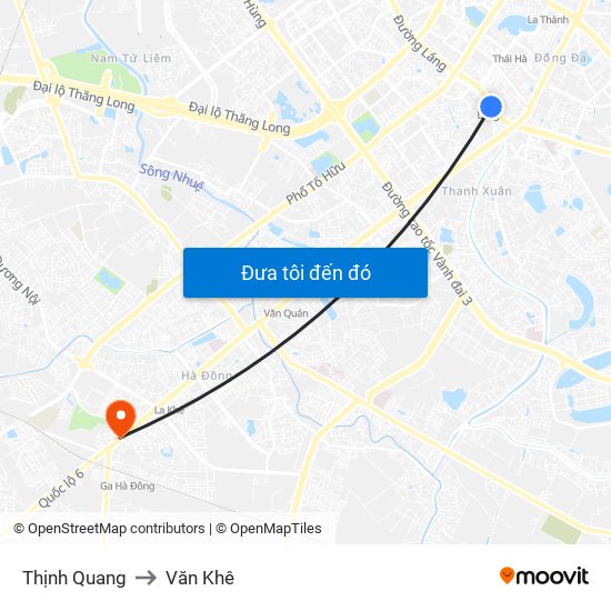 Thịnh Quang to Văn Khê map