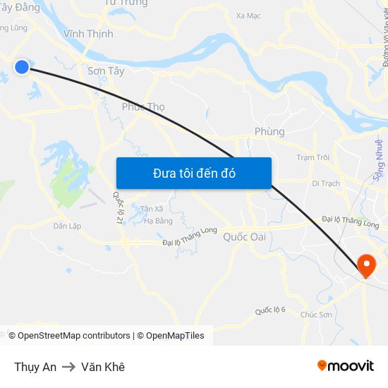 Thụy An to Văn Khê map