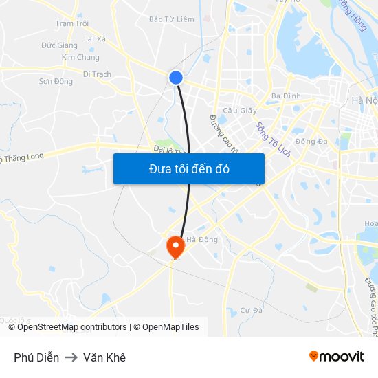Phú Diễn to Văn Khê map