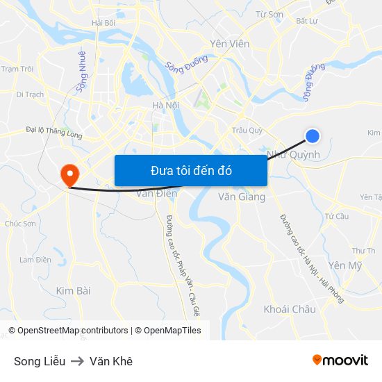 Song Liễu to Văn Khê map