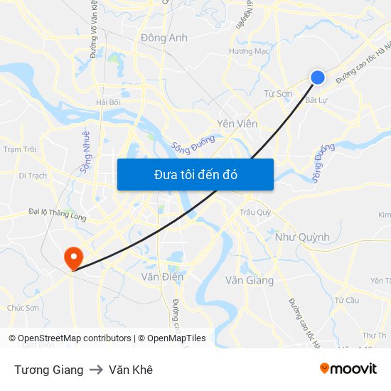 Tương Giang to Văn Khê map