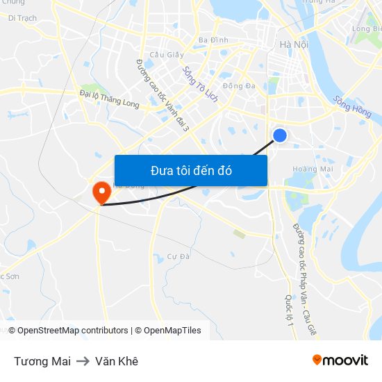 Tương Mai to Văn Khê map