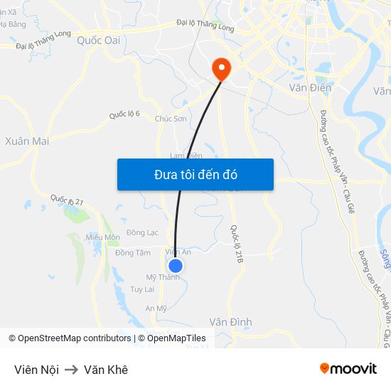 Viên Nội to Văn Khê map